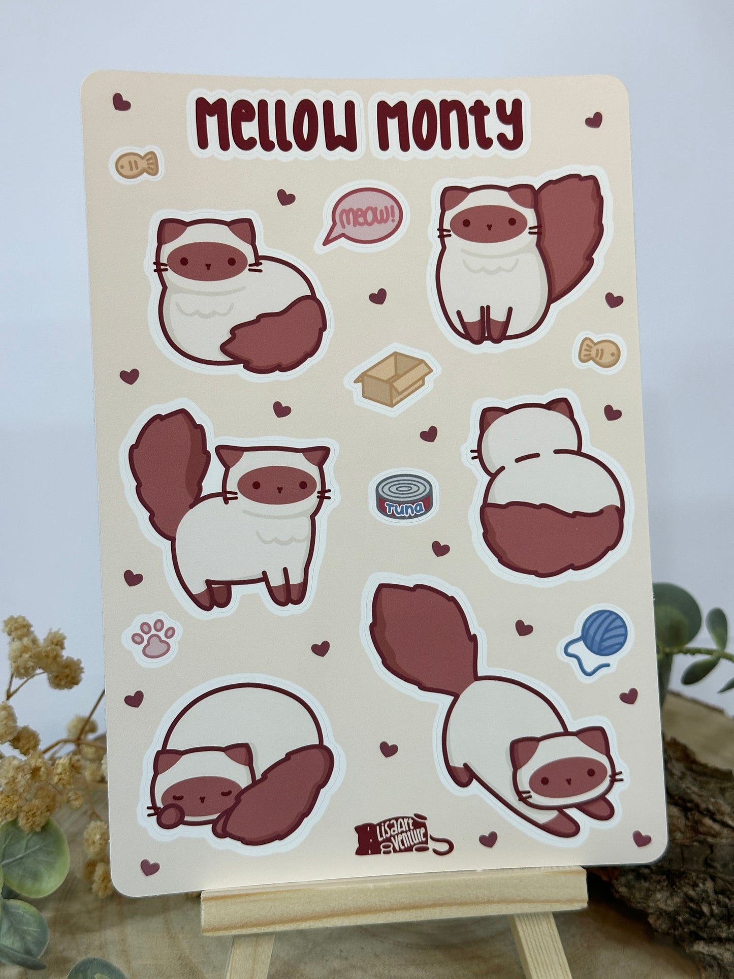 Mellow Monty Cat Vinyl Sticker Sheet