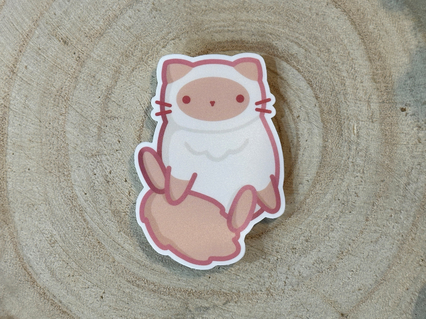 Orange Fluffy Cat Matte Vinyl Sticker