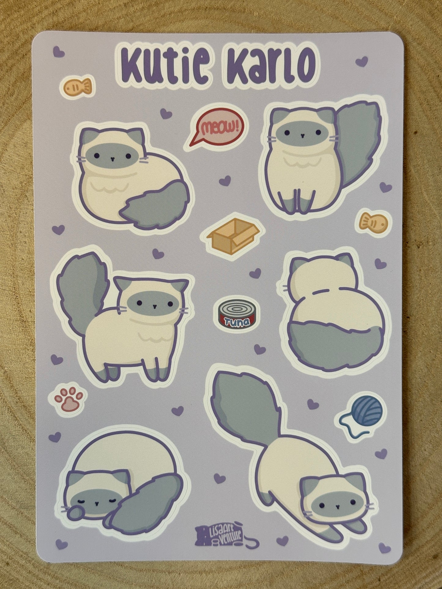 Kutie Karlo Cat Vinyl Sticker Sheet