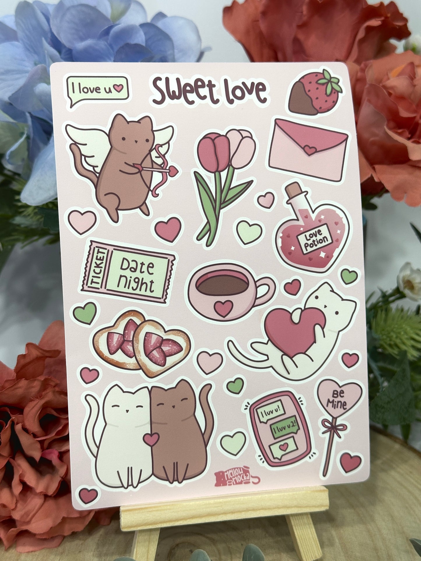 Valentine’s Day Cats Matte Vinyl Sticker Sheet