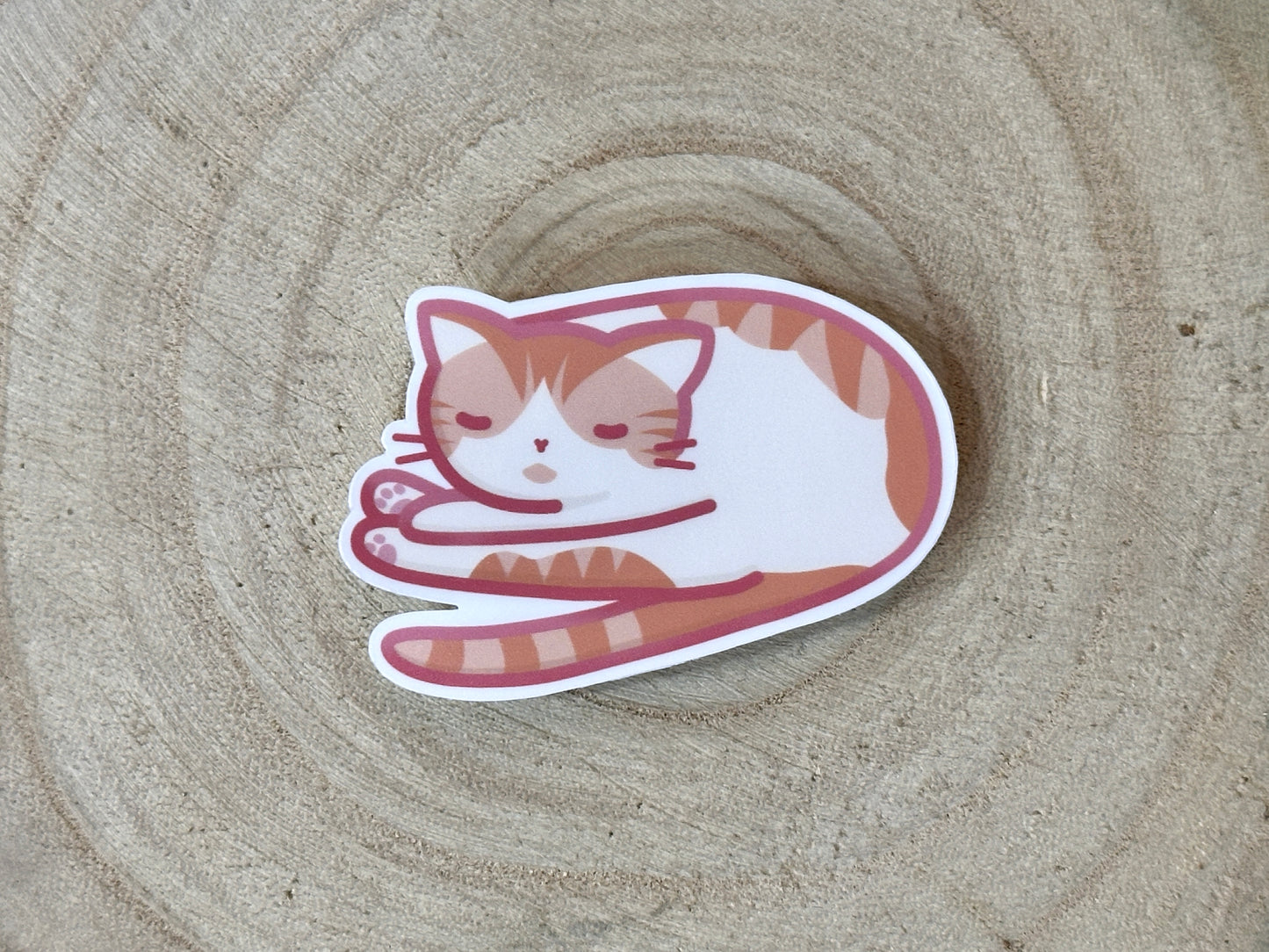 Sleepy Orange Cat Matte Vinyl Sticker