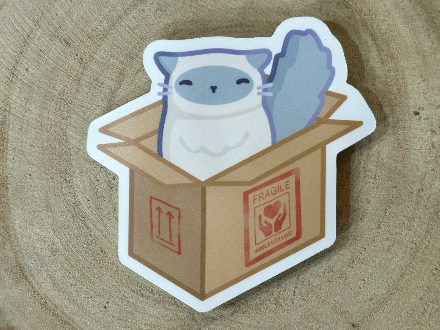 Cardboard Box Cat Matte Vinyl Sticker