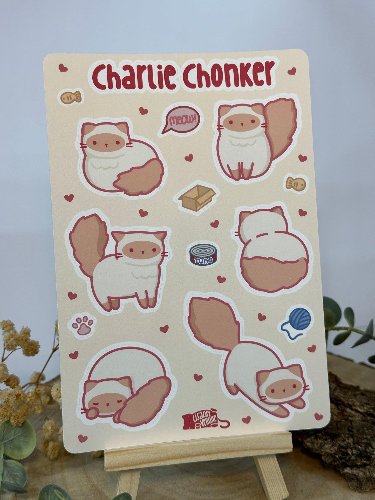 Charlie Chonker Cat Vinyl Sticker Sheet