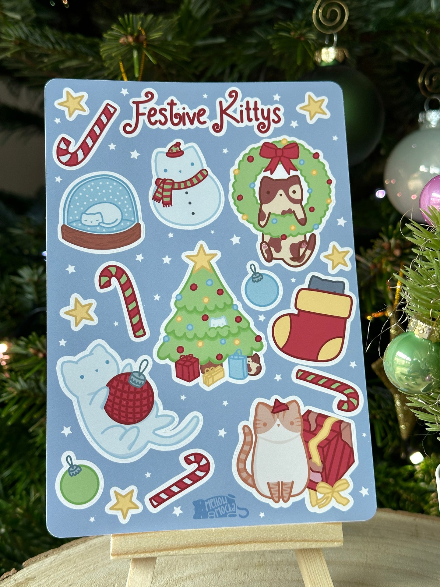 Christmas Cats Matte Vinyl Sticker Sheet