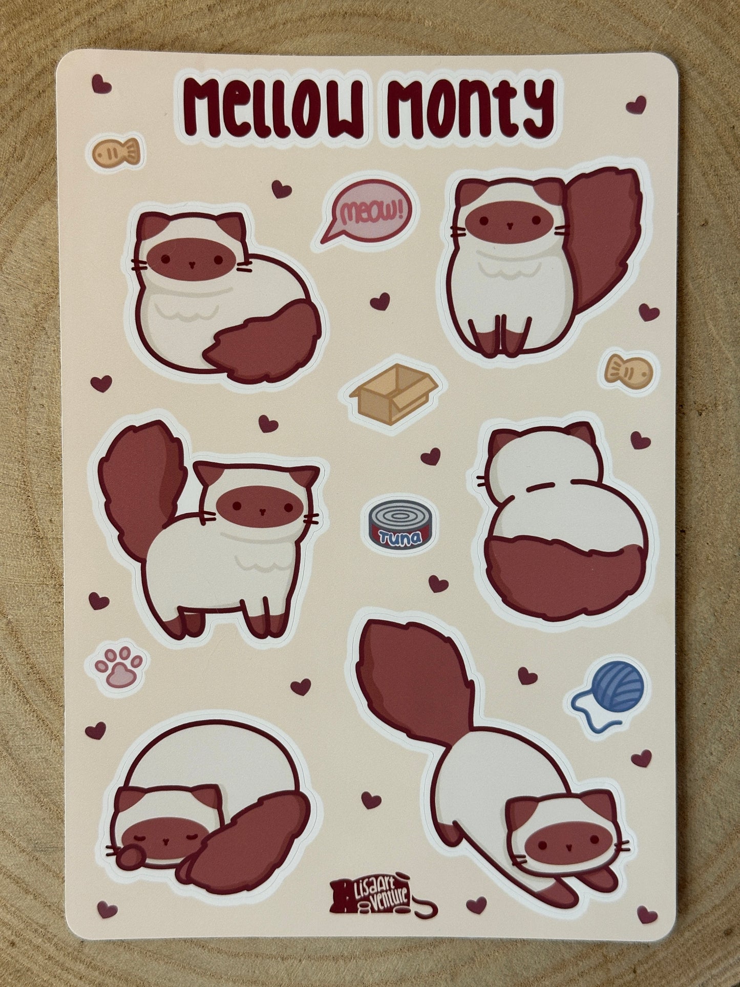 Mellow Monty Cat Vinyl Sticker Sheet