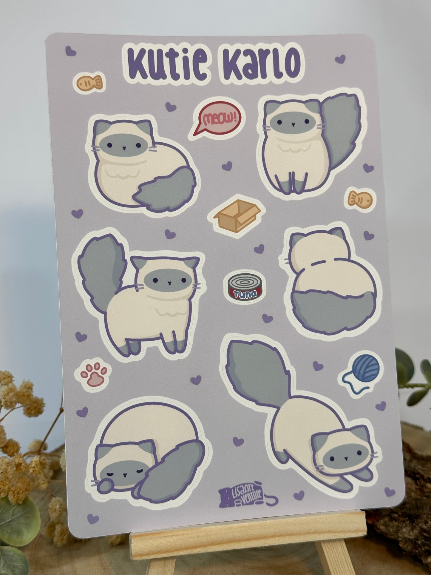 Kutie Karlo Cat Vinyl Sticker Sheet