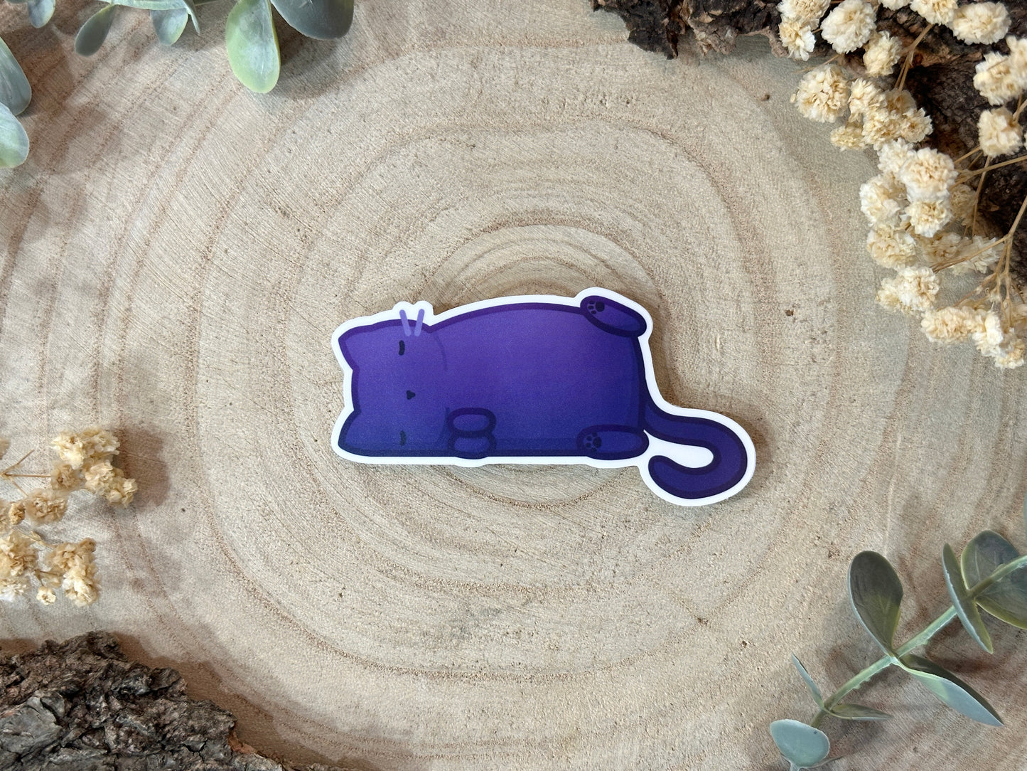 Sleepy Black Cat Matte Vinyl Sticker