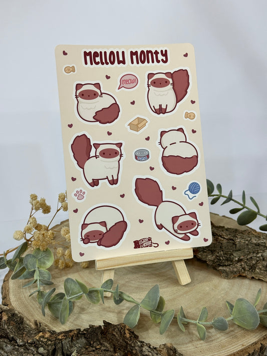 Mellow Monty Cat Vinyl Sticker Sheet