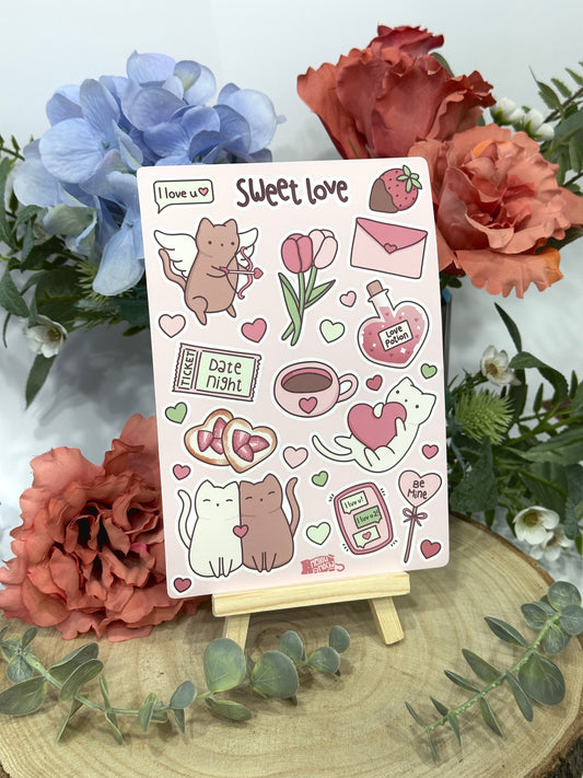 Valentine’s Day Cats Matte Vinyl Sticker Sheet