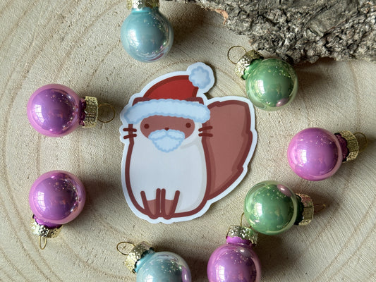 Christmas Santa Cat Matte Vinyl Sticker
