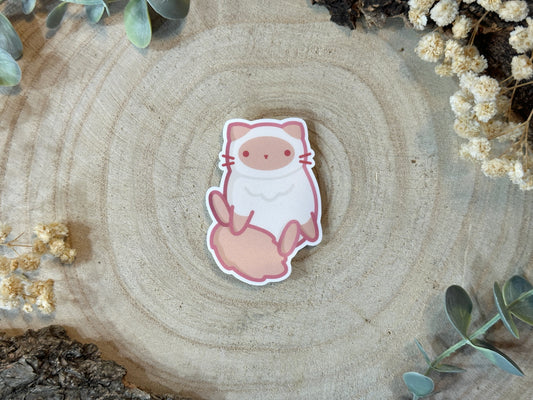 Orange Fluffy Cat Matte Vinyl Sticker