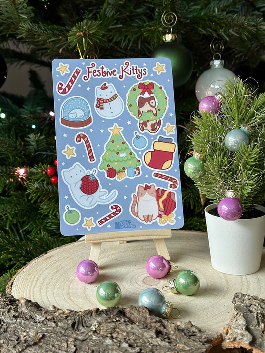 Christmas Cats Matte Vinyl Sticker Sheet