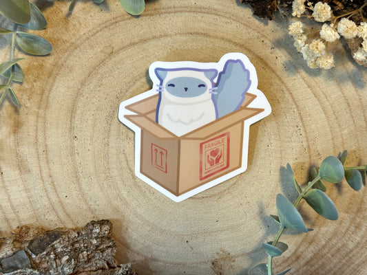 Cardboard Box Cat Matte Vinyl Sticker