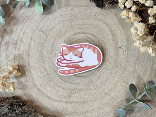 Sleepy Orange Cat Matte Vinyl Sticker