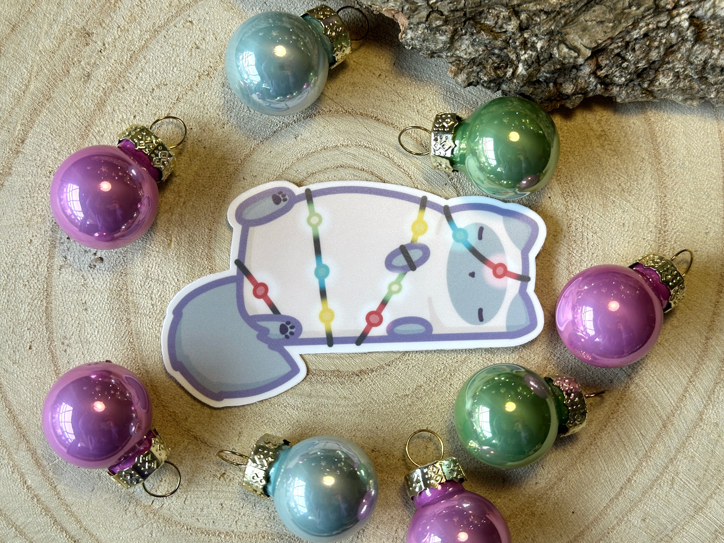 Christmas Lights Cat Matte Vinyl Sticker
