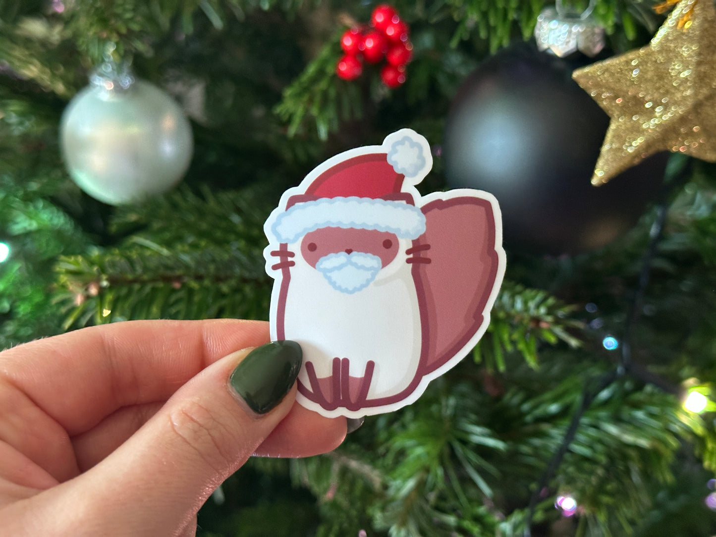 Christmas Santa Cat Matte Vinyl Sticker